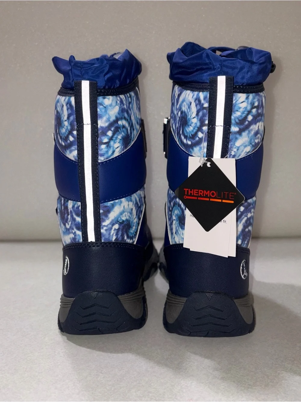 Lands' End Kids Blue Snow Boots with Patterned Shaft